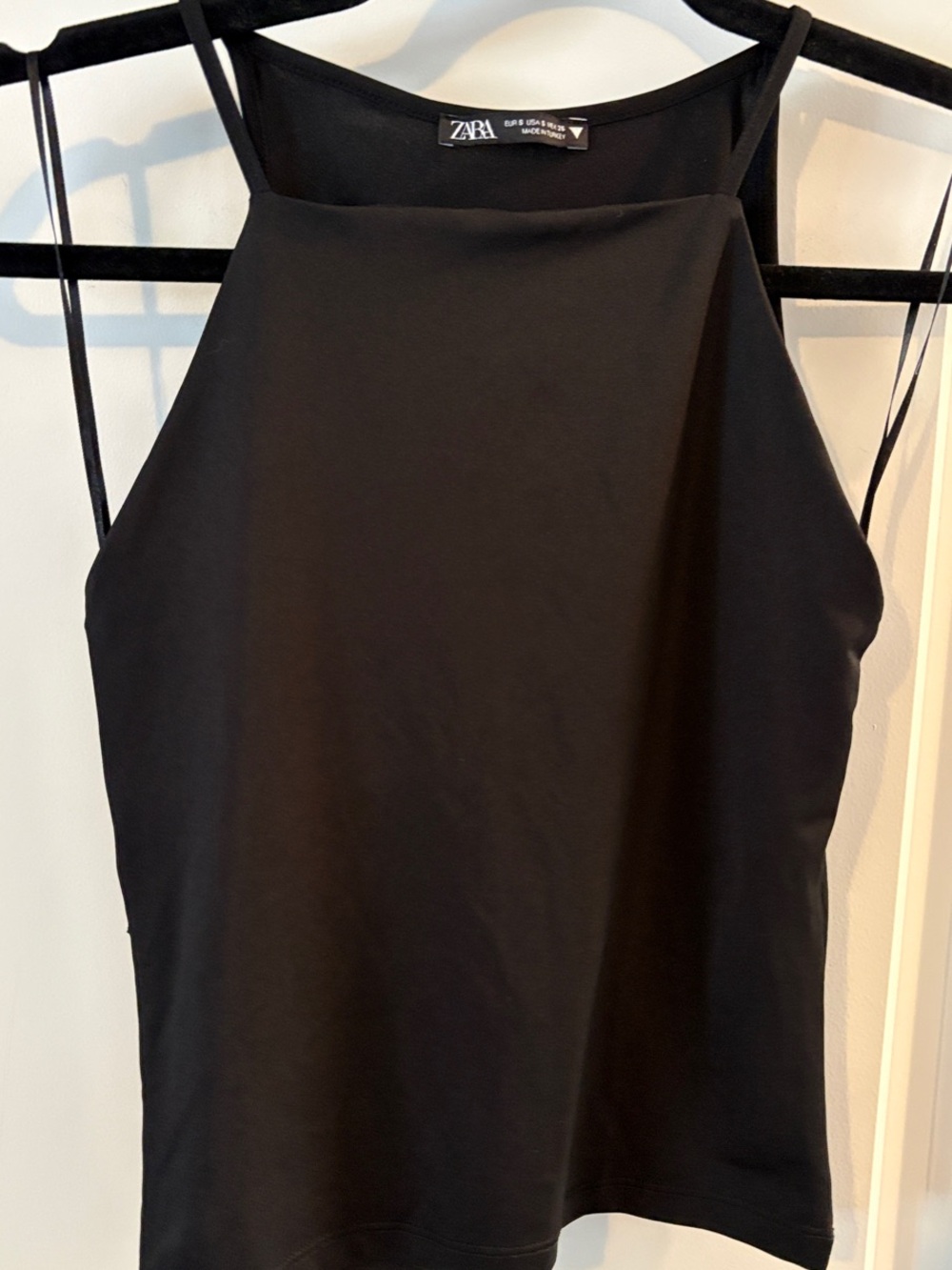 Zara Black High Neck Camisole with Thin Straps